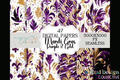 Mardi Gras Seamless Digital Paper in Purple - CraftNest - Digital Crafting and Art