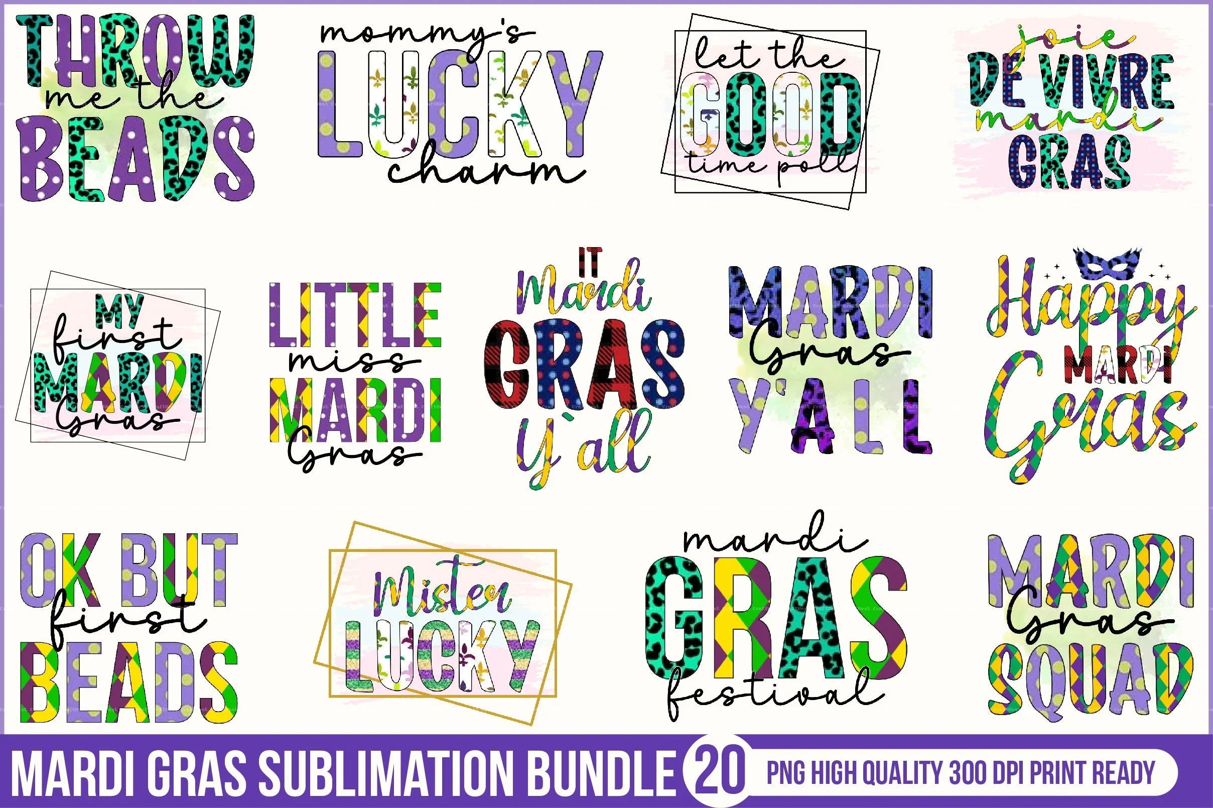 Mardi Gras Clipart Bundle 20-Pack