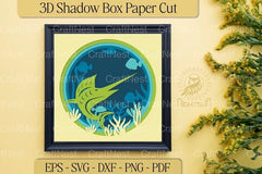 Marlin Fish Ocean 3D Shadow Box Art - CraftNest - Digital Crafting and Art