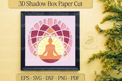 Meditation 3D Shadow Box Paper Cut Design Bundle - CraftNest - Digital Crafting and Art