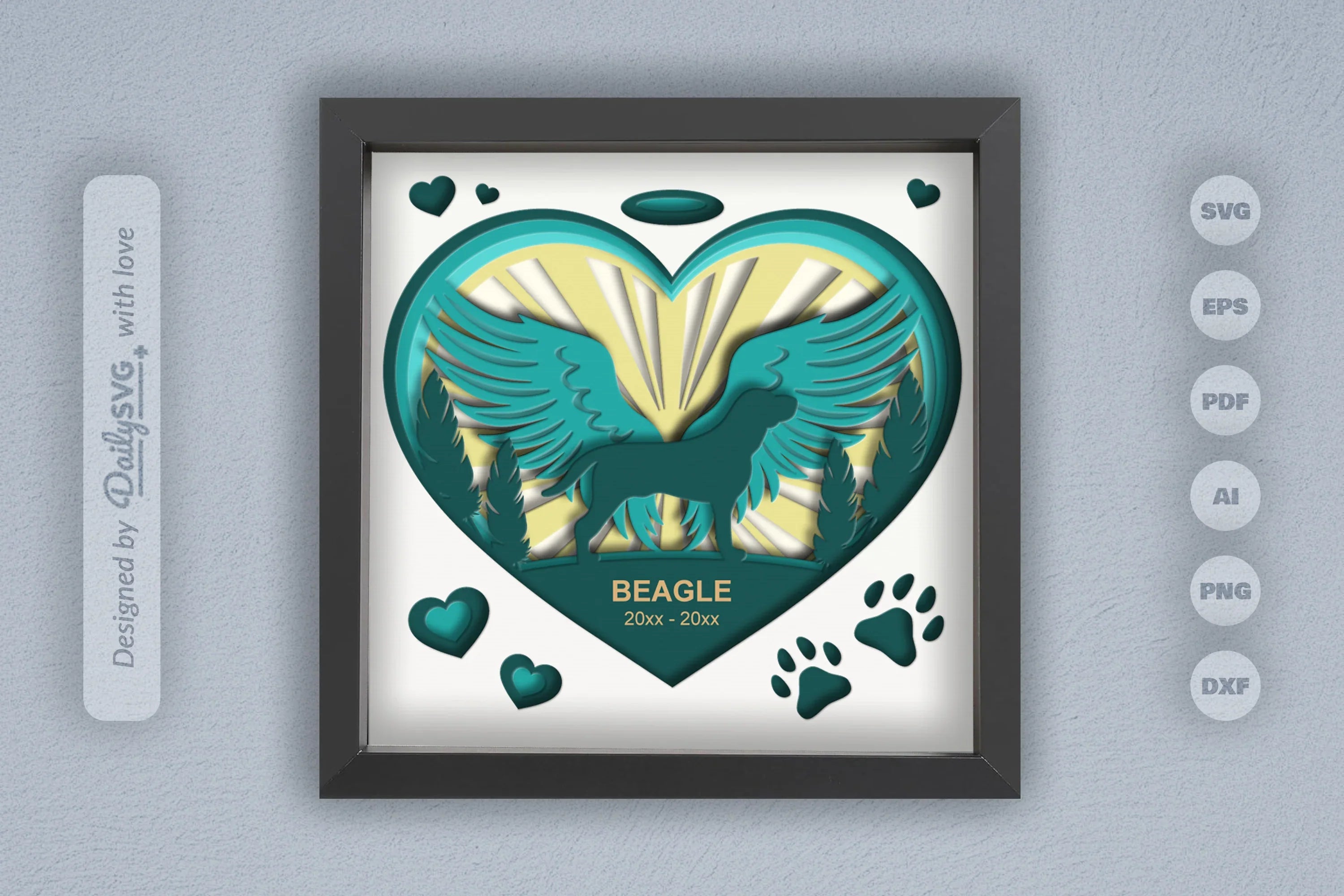 Memorial Beagle Dog Papercut SVG Bundle - CraftNest - Digital Crafting and Art