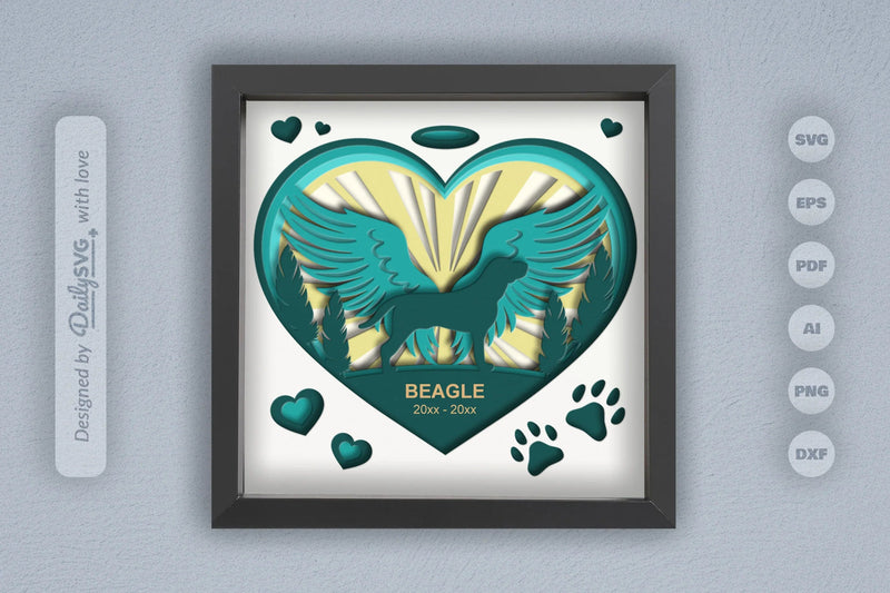 Memorial Beagle Dog Papercut SVG Bundle - CraftNest - Digital Crafting and Art