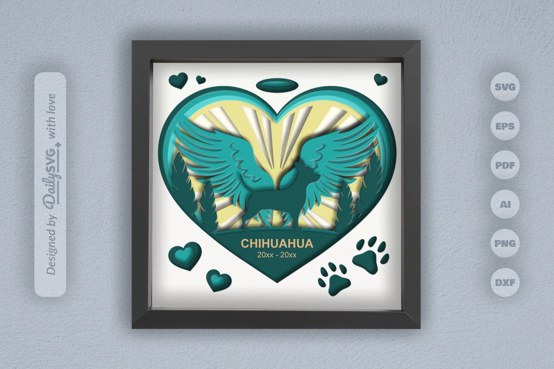 Memorial Chihuahua Dog Papercut SVG Bundle - CraftNest - Digital Crafting and Art