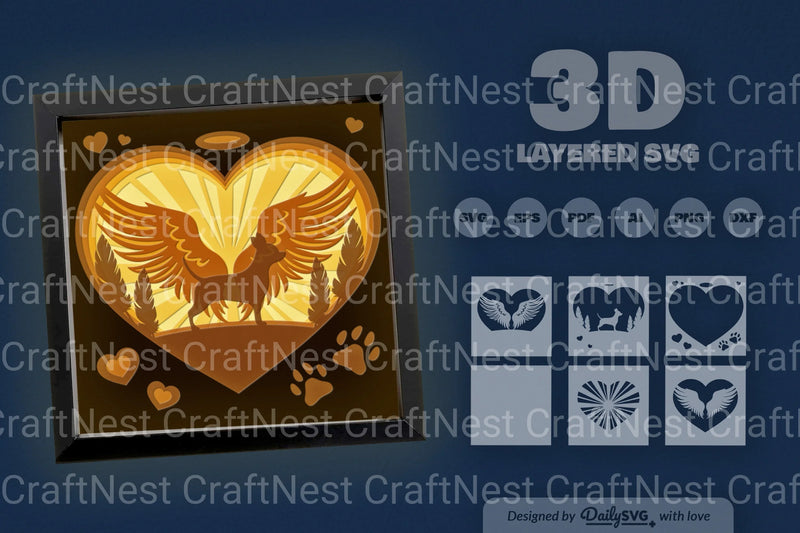 Memorial Chihuahua Dog Papercut SVG Bundle - CraftNest - Digital Crafting and Art