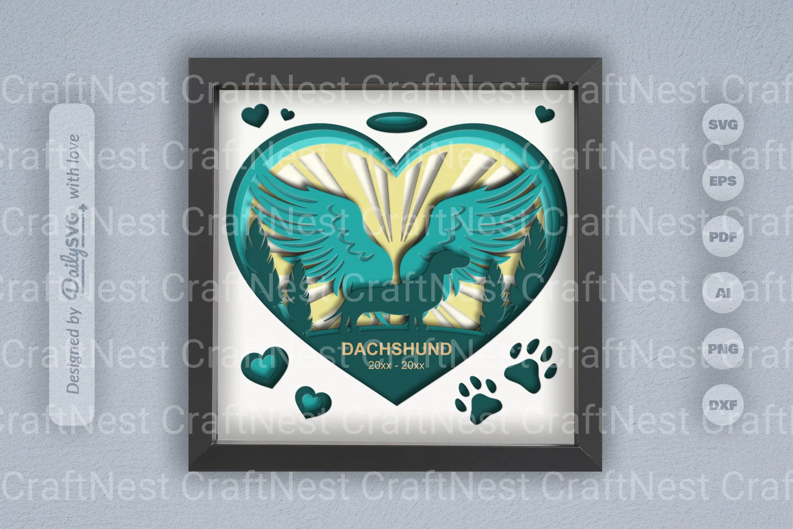 Memorial Dachshund Dog Papercut SVG Bundle