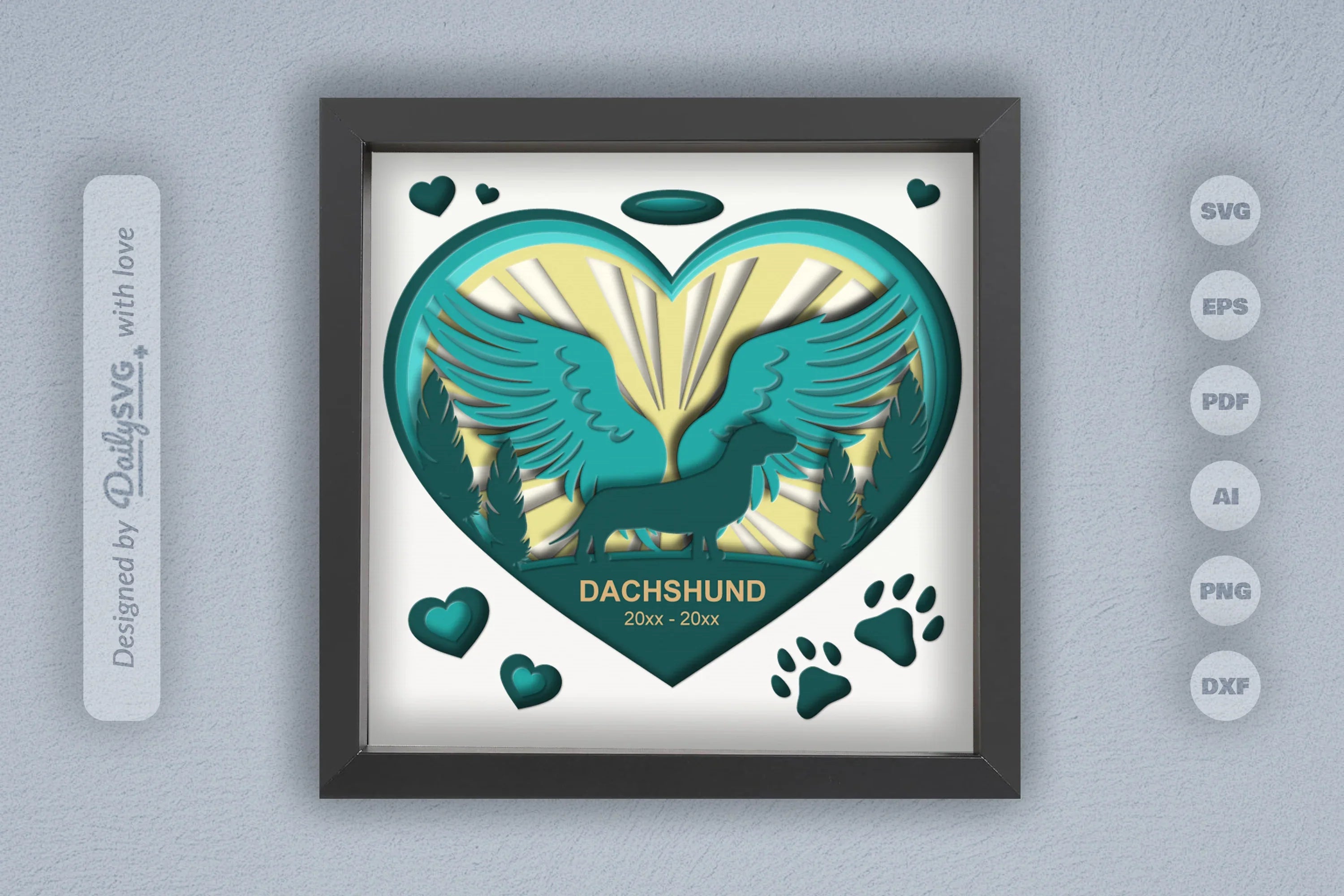 Memorial Dachshund Dog Papercut SVG Bundle - CraftNest - Digital Crafting and Art