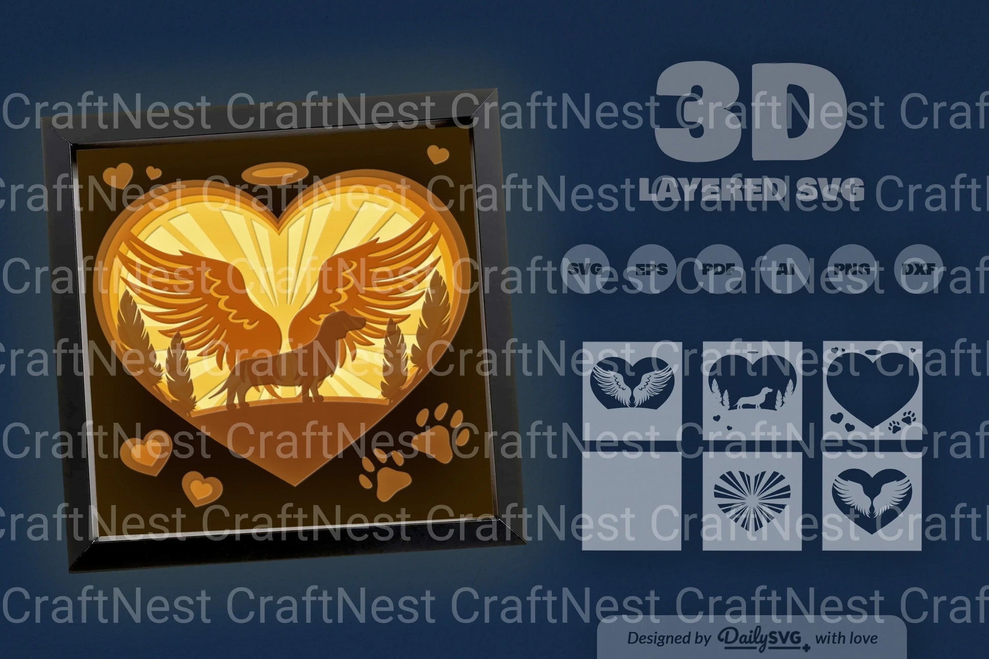 Memorial Dachshund Dog Papercut SVG Bundle - CraftNest - Digital Crafting and Art