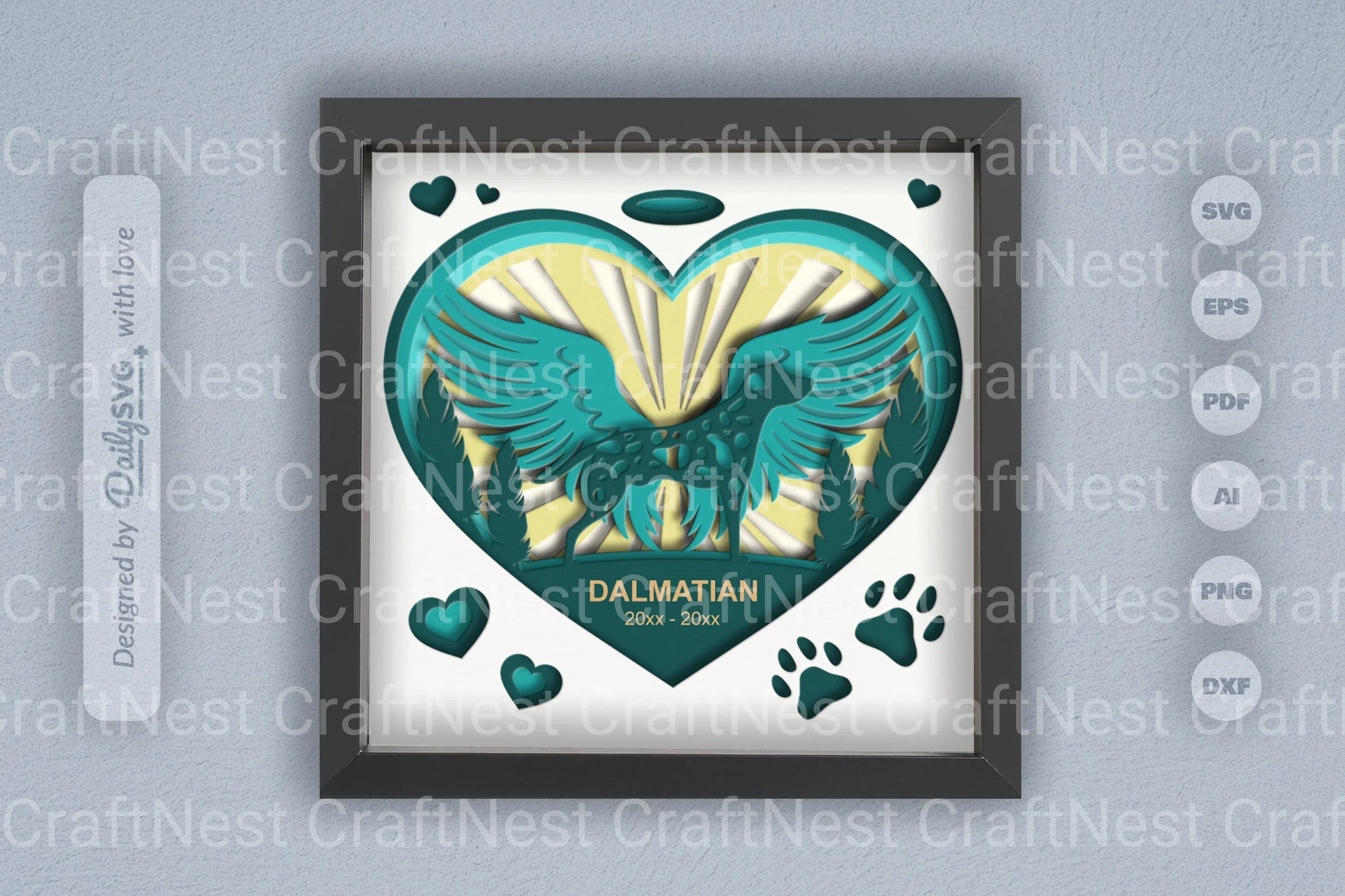 Memorial Dalmatian Dog Papercut SVG Bundle