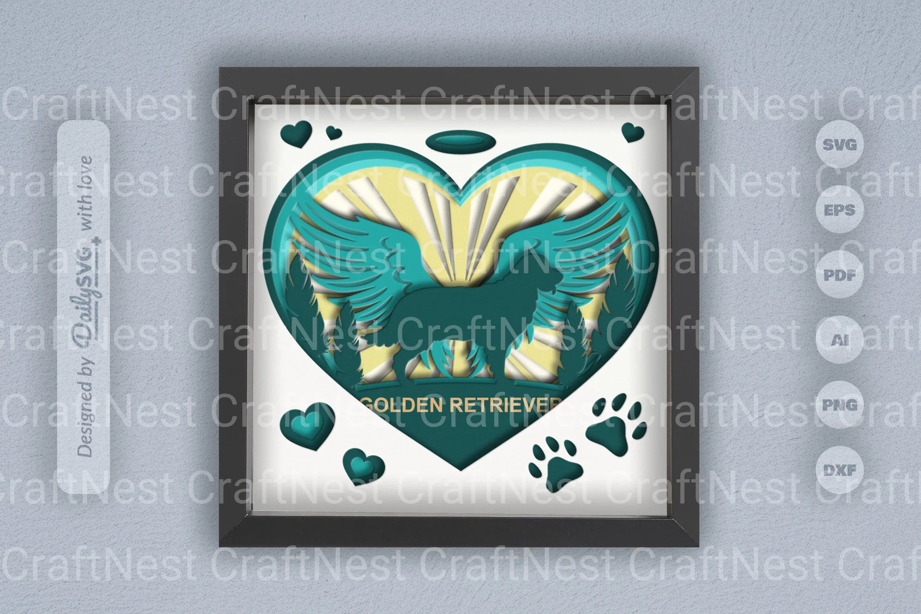 Golden Retriever Memorial Papercut SVG Bundle