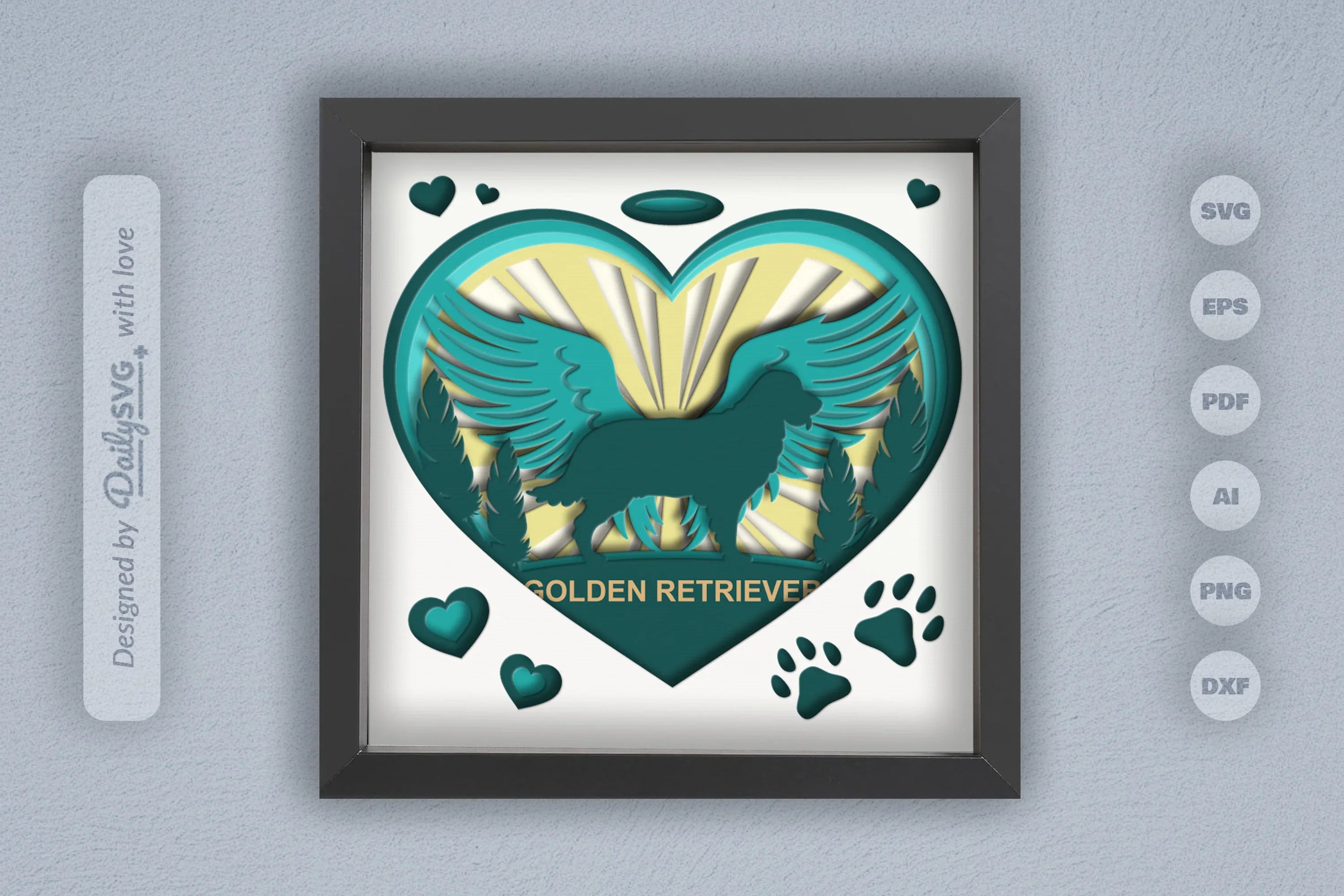 Golden Retriever Memorial Papercut SVG Bundle - CraftNest - Digital Crafting and Art