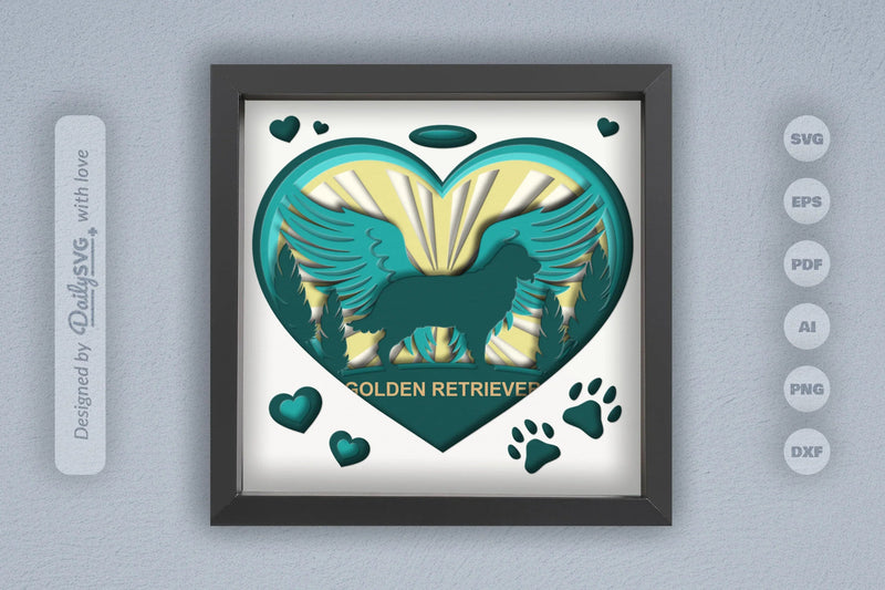 Golden Retriever Memorial Papercut SVG Bundle - CraftNest - Digital Crafting and Art