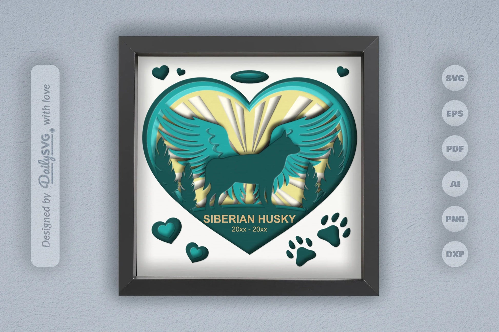 Siberian Husky Memorial Dog Papercut SVG Bundle - CraftNest - Digital Crafting and Art