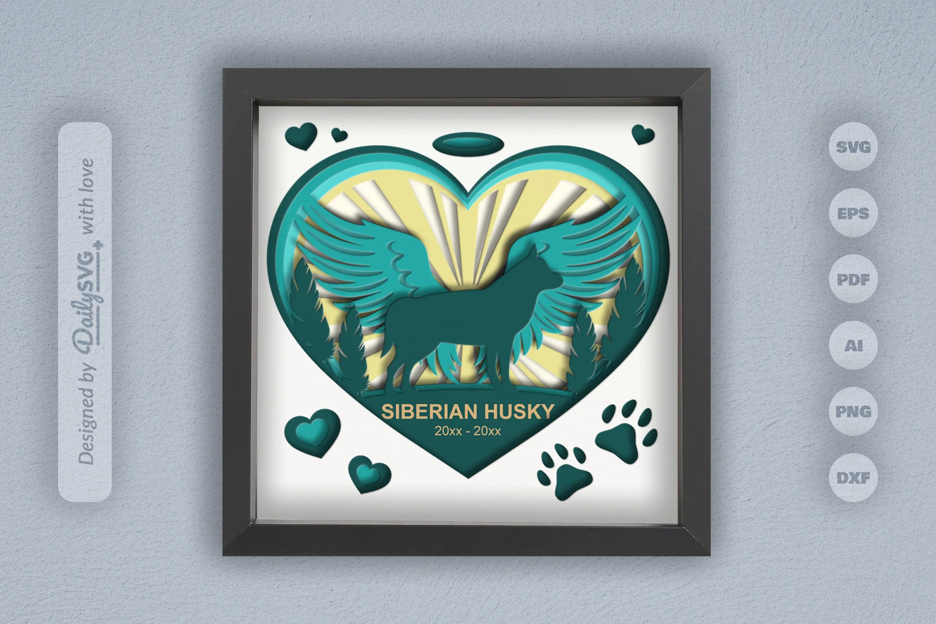 Siberian Husky Memorial Dog Papercut SVG Bundle - CraftNest - Digital Crafting and Art