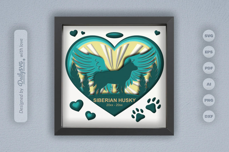 Siberian Husky Memorial Dog Papercut SVG Bundle - CraftNest - Digital Crafting and Art