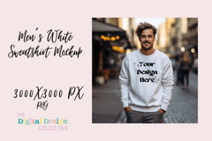 Men's White Sweatshirt Mockup - CraftNest - Digital Crafting and Art