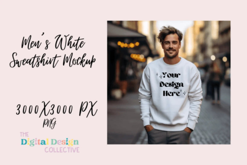 Men's White Sweatshirt Mockup - CraftNest - Digital Crafting and Art