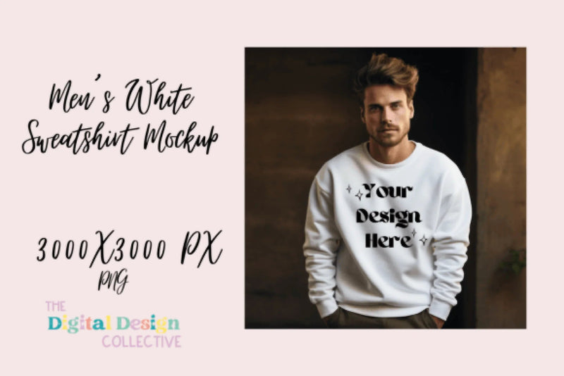 Men's White Sweatshirt Mockup Collection - CraftNest - Digital Crafting and Art