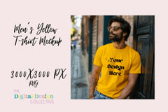 Men's Yellow Bella Canvas 3001 Mockup - CraftNest - Digital Crafting and Art
