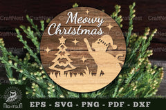 Meowy Christmas Round Laser Cut Sign Clipart Bundle - CraftNest - Digital Crafting and Art