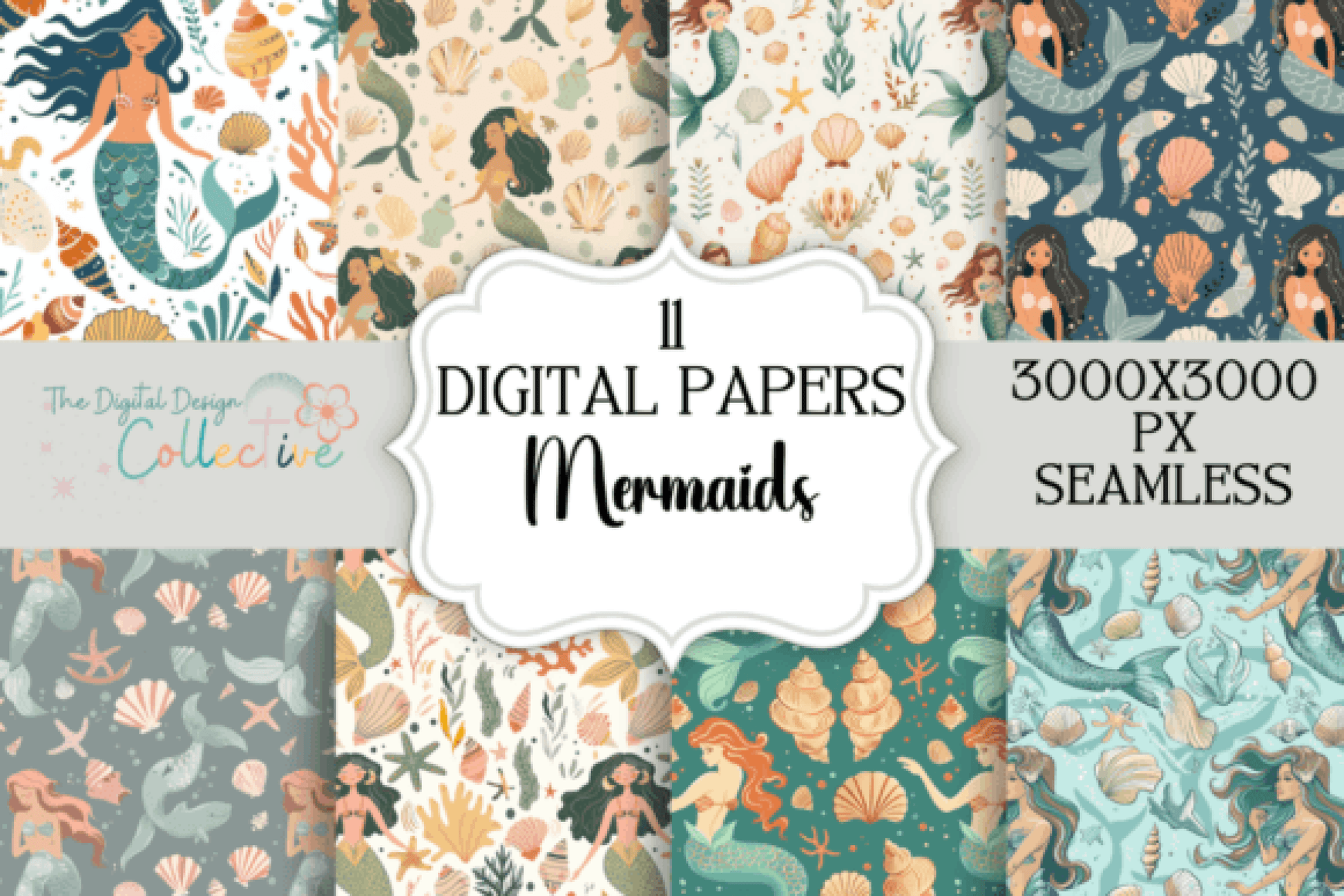 Mermaid Seamless Digital Paper - CraftNest - Digital Crafting and Art