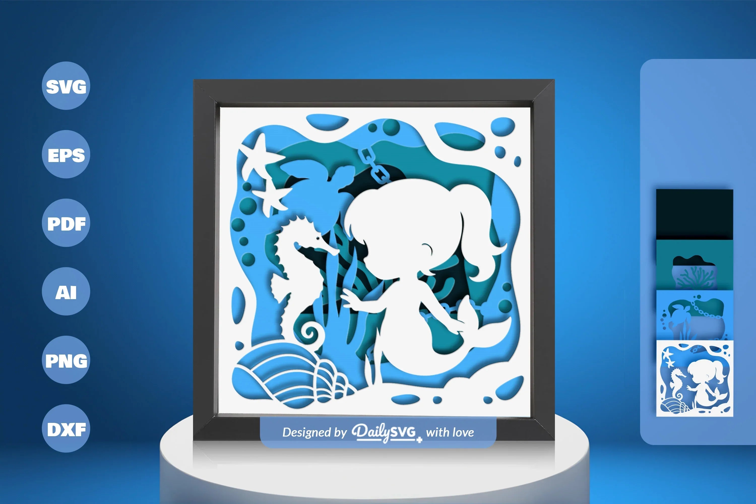 Mermaid Kid Papercut SVG Bundle - CraftNest - Digital Crafting and Art