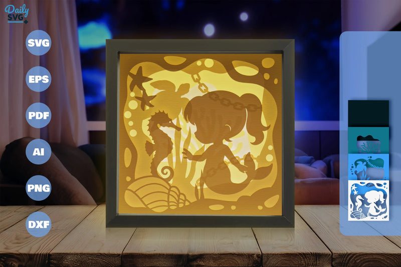 Mermaid Kid Papercut SVG Bundle - CraftNest - Digital Crafting and Art