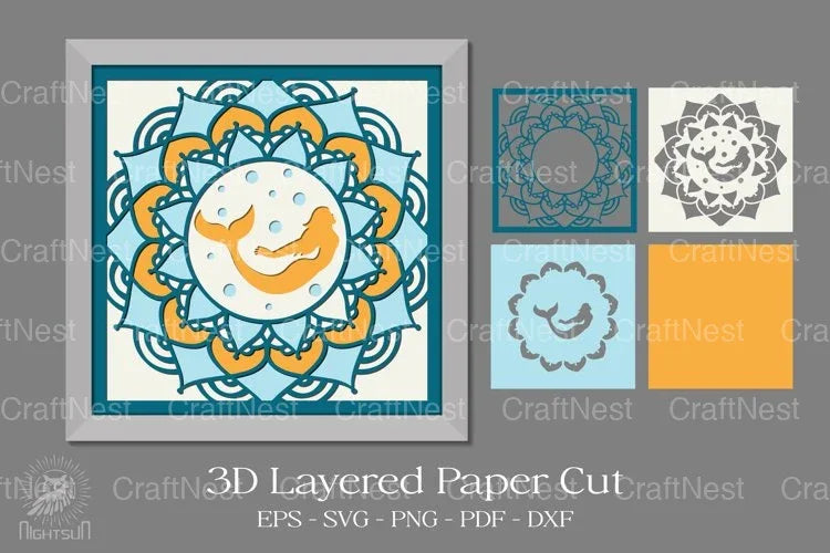 Mermaid Mandala 3D Layered Papercut Clipart Bundle - CraftNest - Digital Crafting and Art