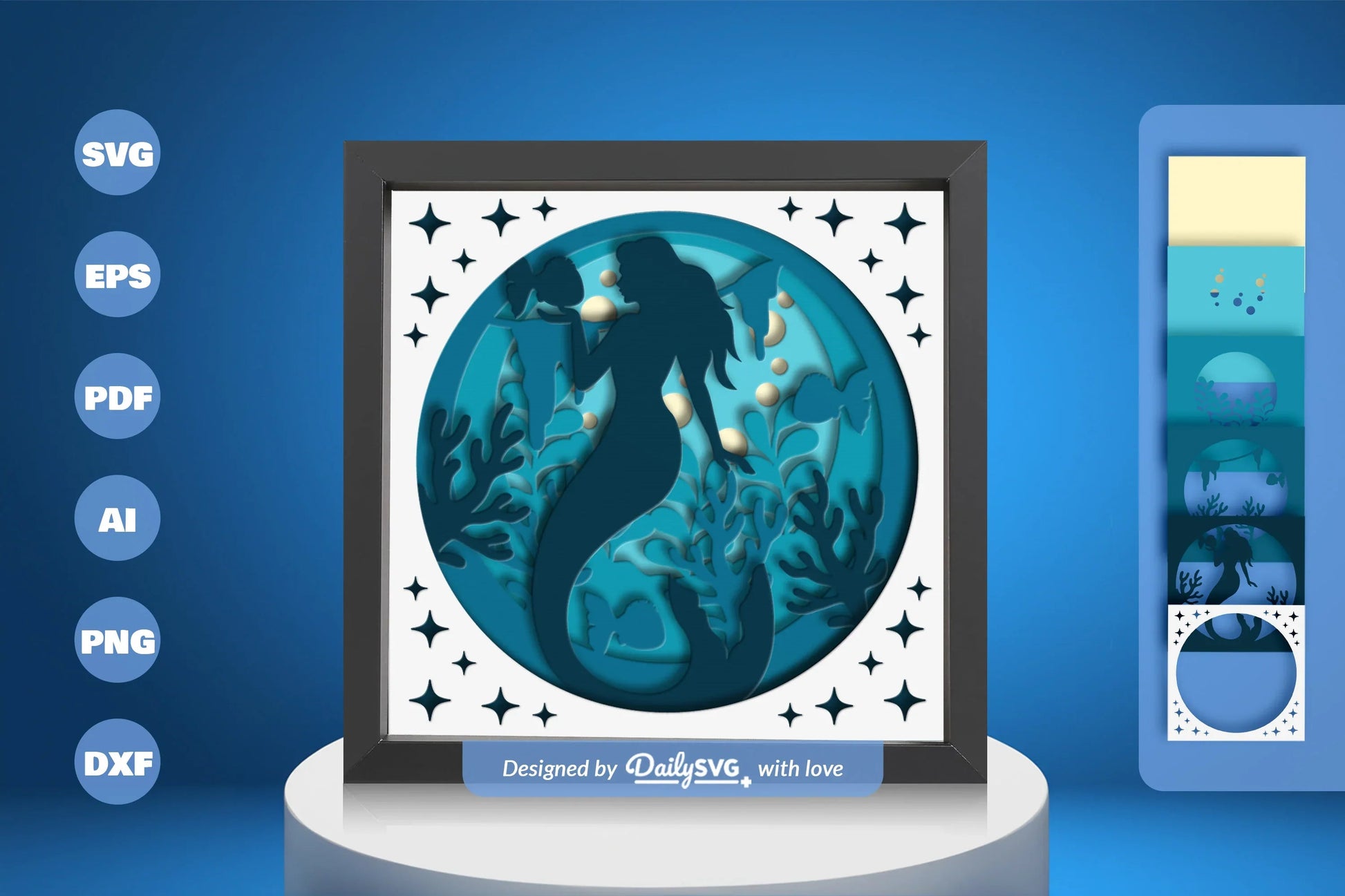 Mermaid Underwater Scene Papercut SVG Bundle - CraftNest - Digital Crafting and Art