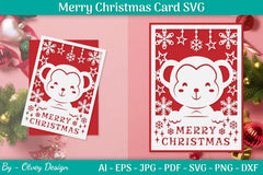 Merry Christmas Card Template SVG Bundle 2 - CraftNest - Digital Crafting and Art
