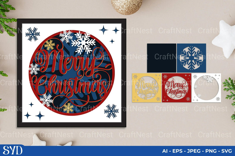Merry Christmas 3D Layered Papercut SVG Bundle - CraftNest - Digital Crafting and Art
