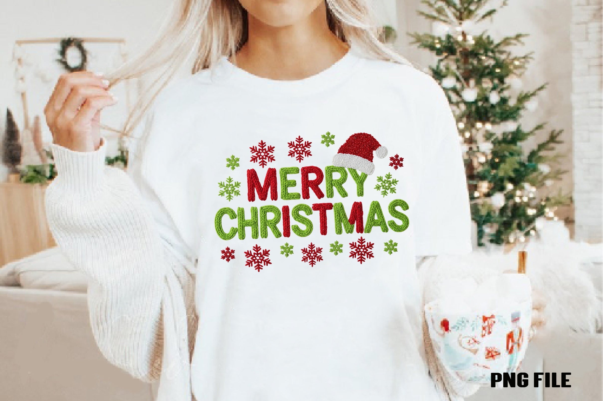 Merry Christmas Crochet Yarn Clipart Bundle