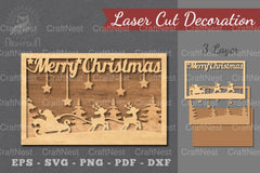 Merry Christmas Scene Laser Cut Decoration Clipart Bundle - CraftNest - Digital Crafting and Art