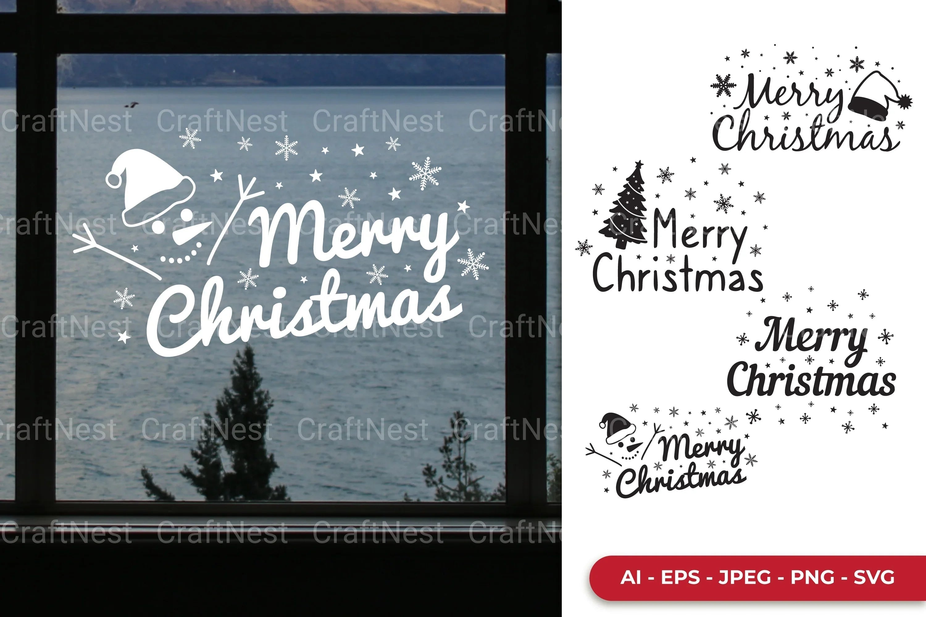 Merry Christmas Decal Set SVG Bundle - CraftNest - Digital Crafting and Art