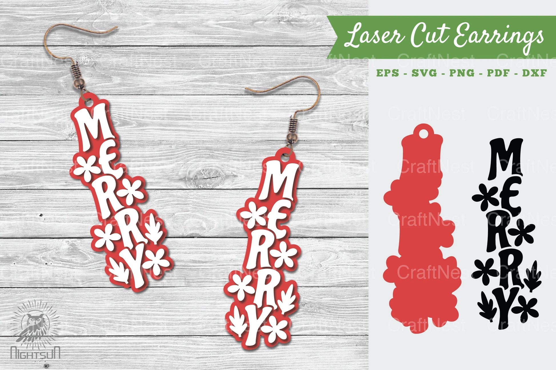 Merry Laser Cut Earrings SVG Bundle - CraftNest - Digital Crafting and Art