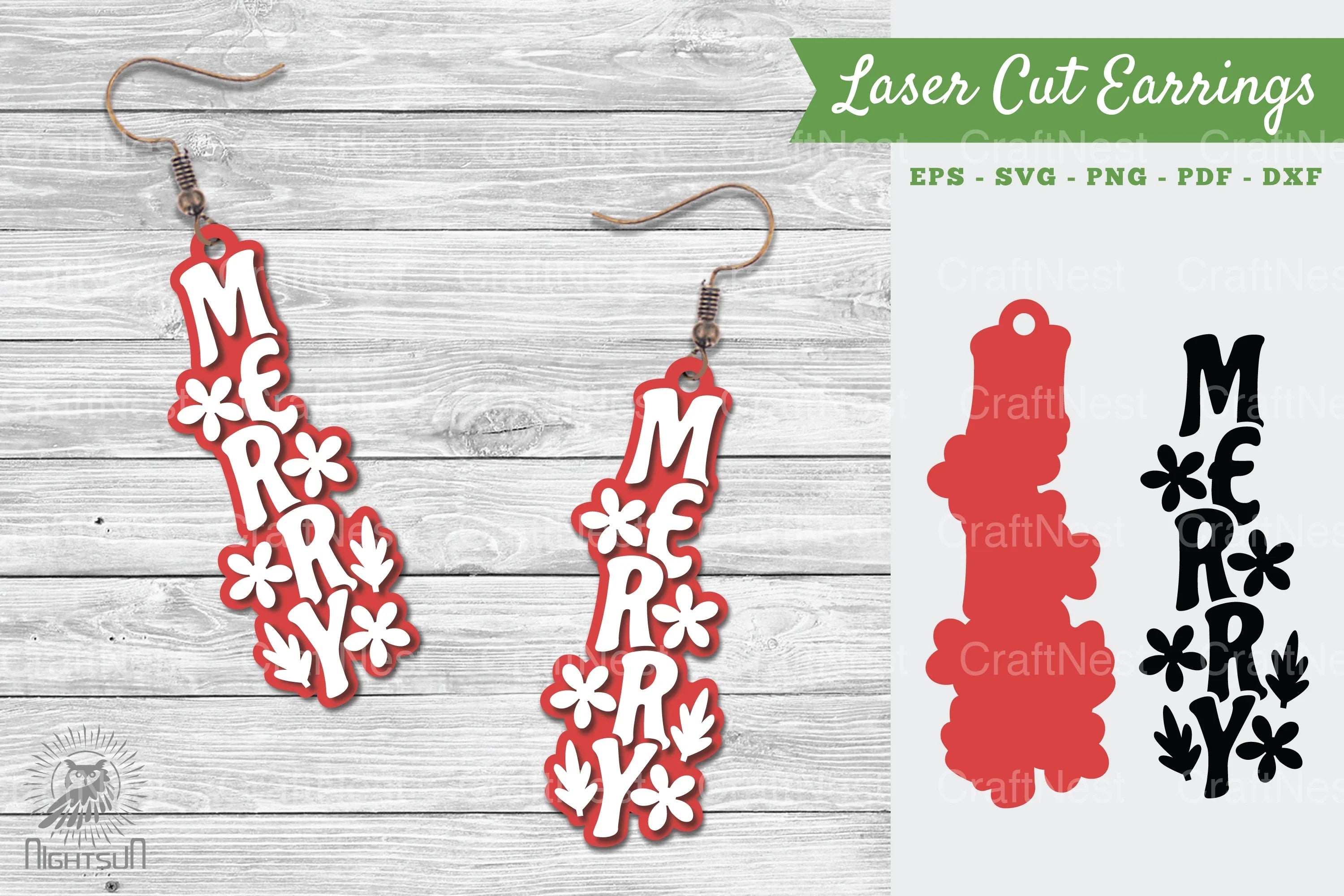 Merry Laser Cut Earrings SVG Bundle - CraftNest - Digital Crafting and Art