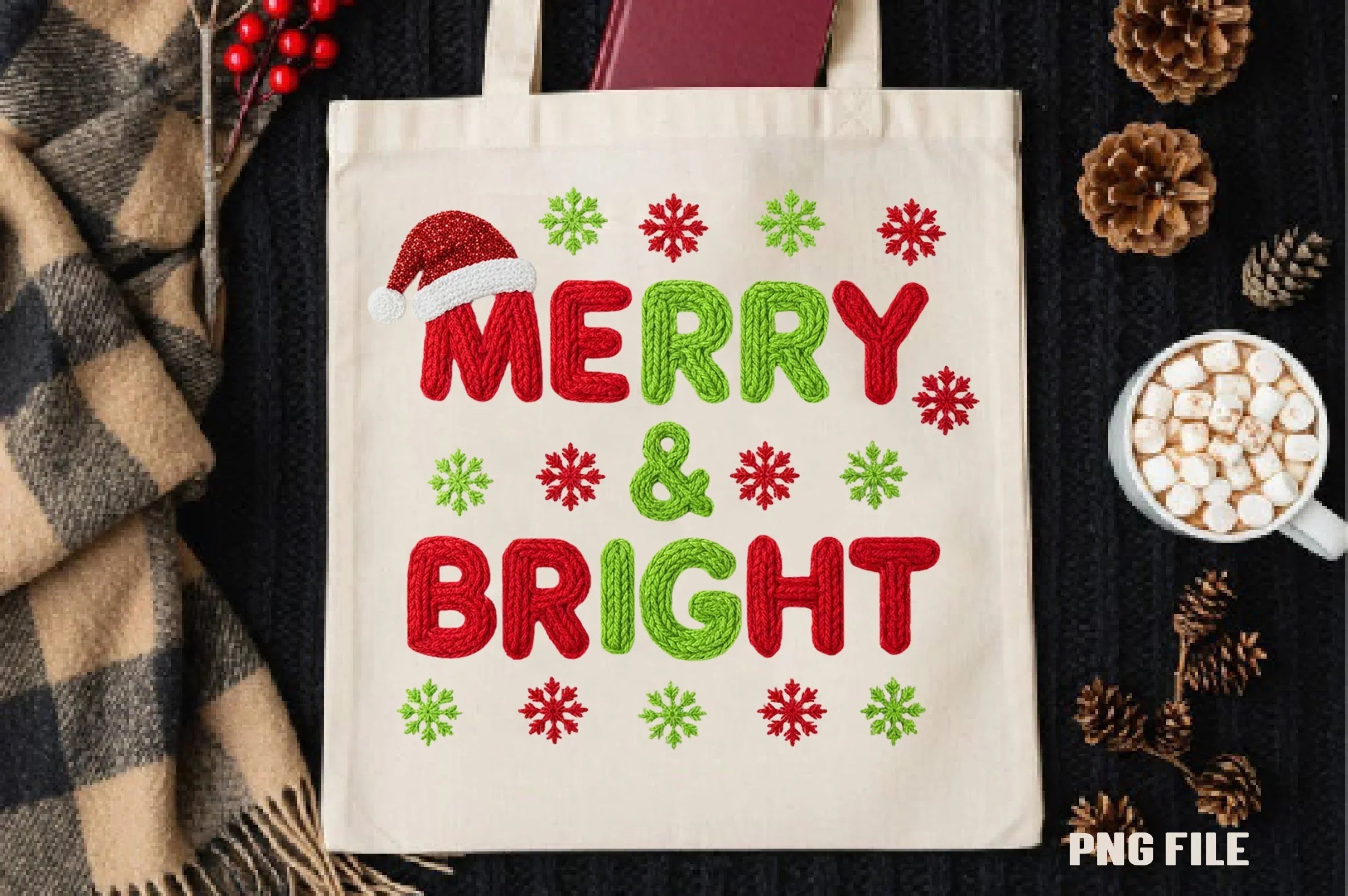 Merry & Bright Yarn Christmas Clipart Bundle - CraftNest - Digital Crafting and Art