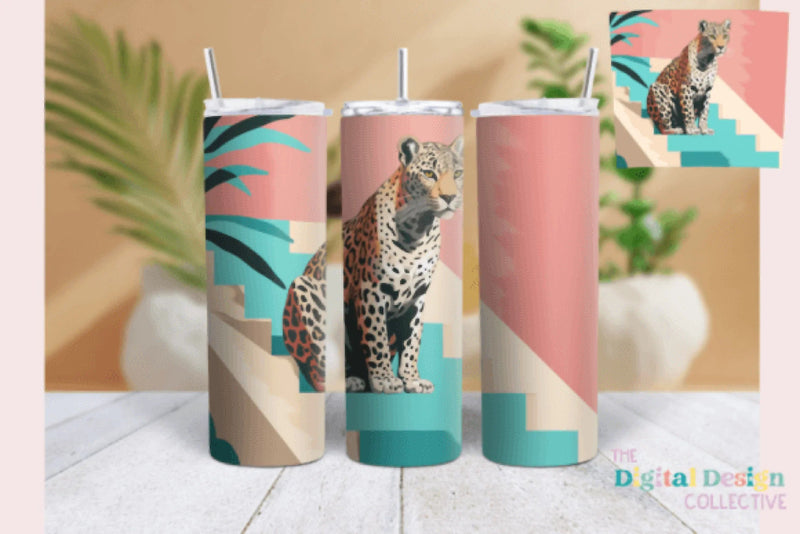 Midcentury Blue Leopard Tumbler Wrap Bundle - CraftNest - Digital Crafting and Art