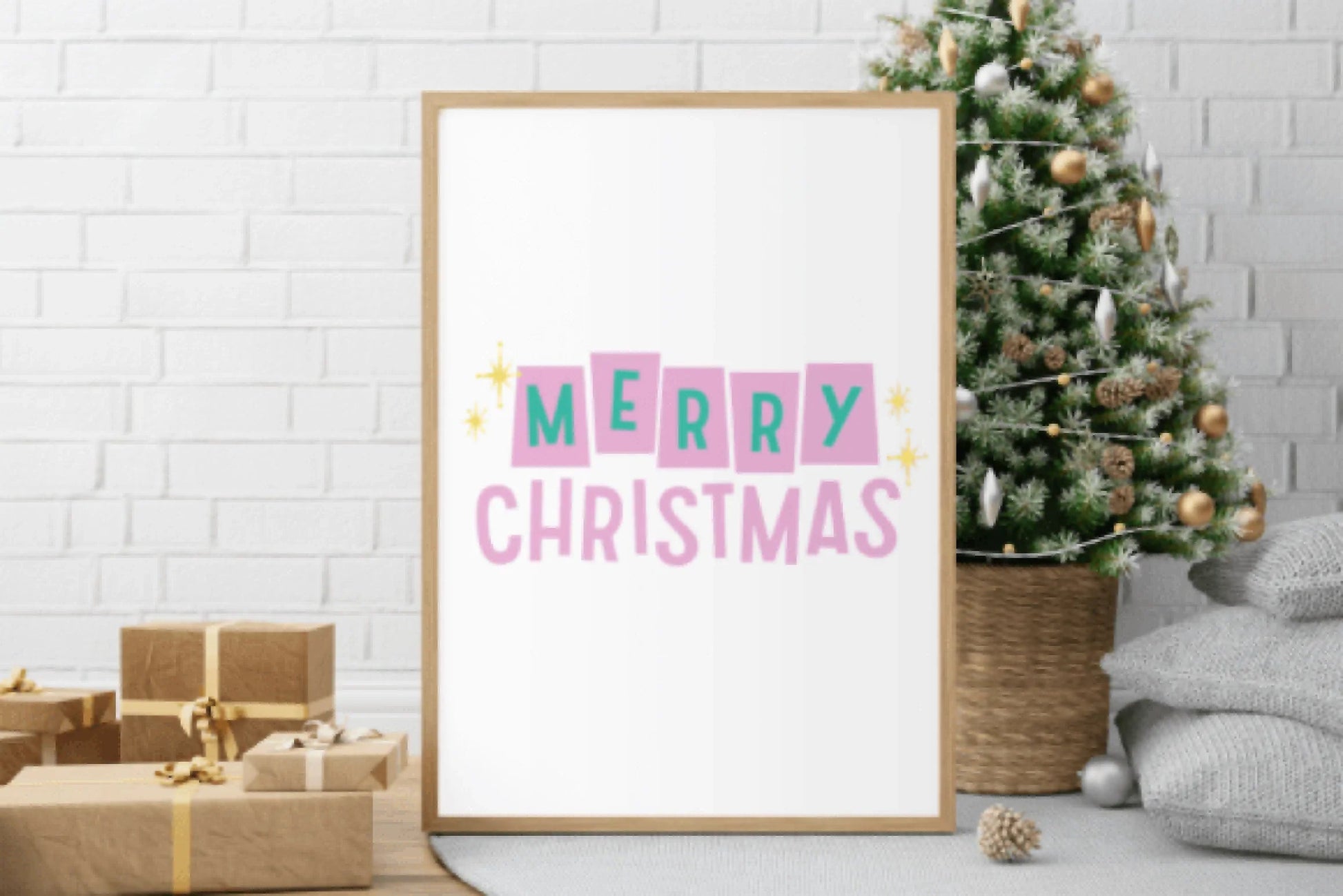 Midcentury Pink Merry Christmas Clipart Bundle - CraftNest - Digital Crafting and Art