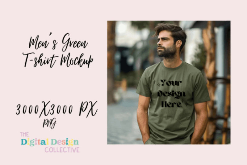 Dark Green Men's T-Shirt Mockup - CraftNest - Digital Crafting and Art