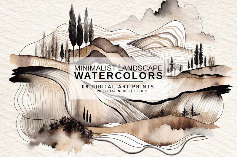 Minimalist Landscape Watercolors - Wall Art - CraftNest - Digital Crafting and Art