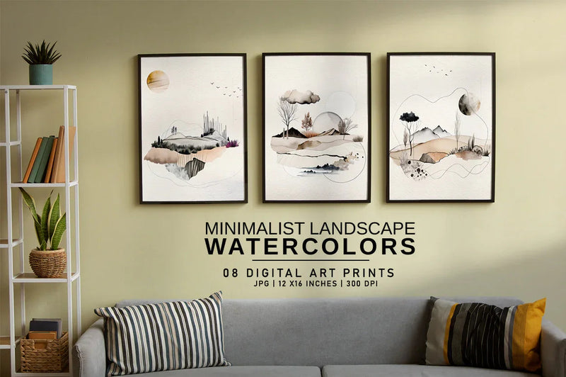 Minimalist Landscape Watercolors - Wall Art - CraftNest - Digital Crafting and Art