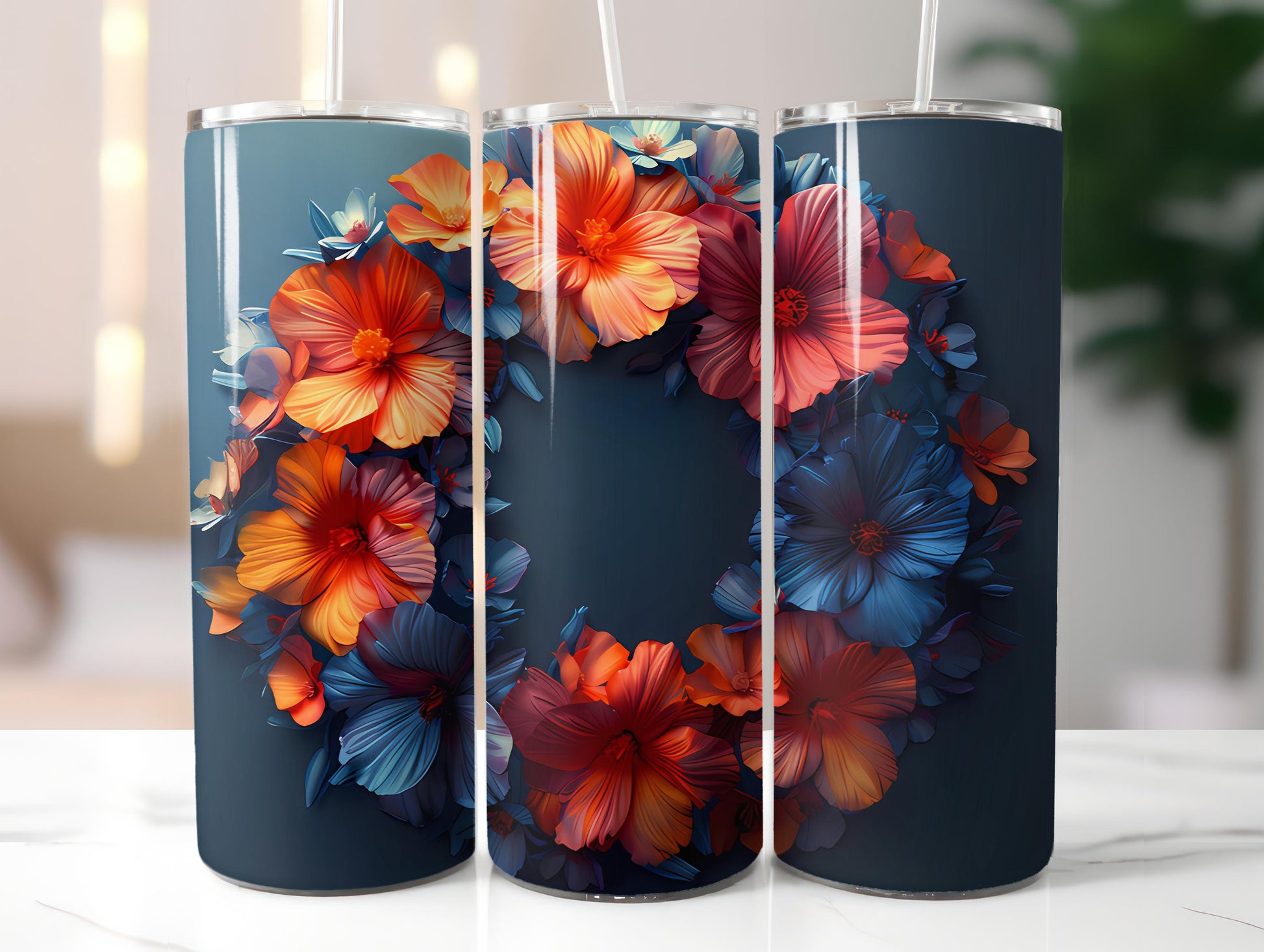 Minimalist Flowers Tumbler Wrap - CraftNest - Digital Crafting and Art