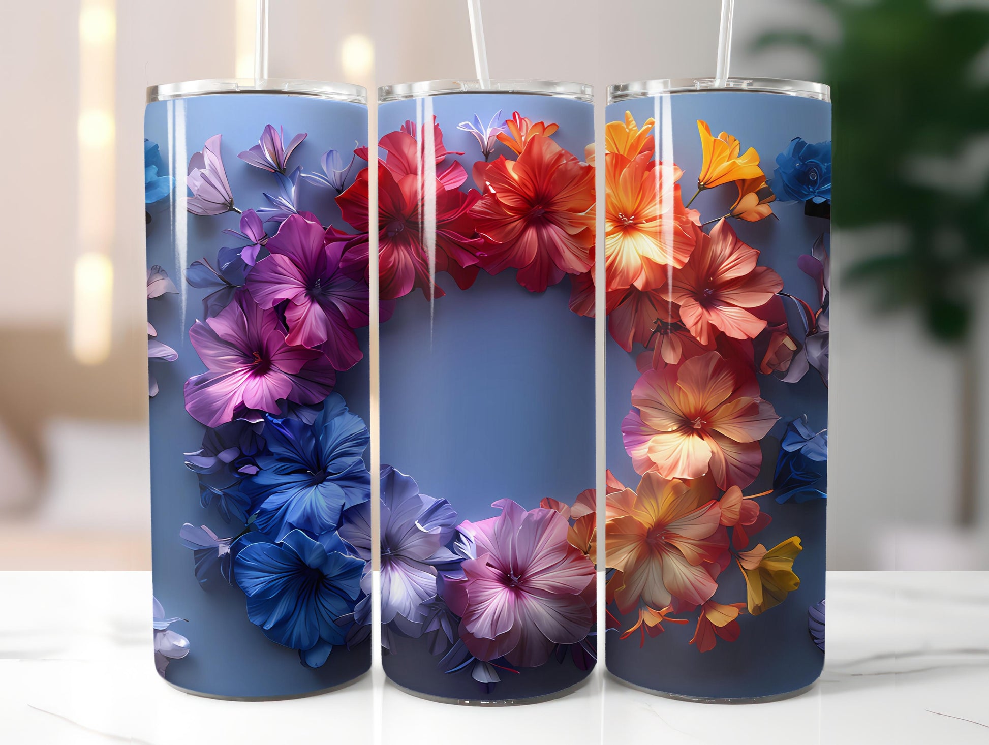 Minimalist Flowers Tumbler Wrap - CraftNest - Digital Crafting and Art