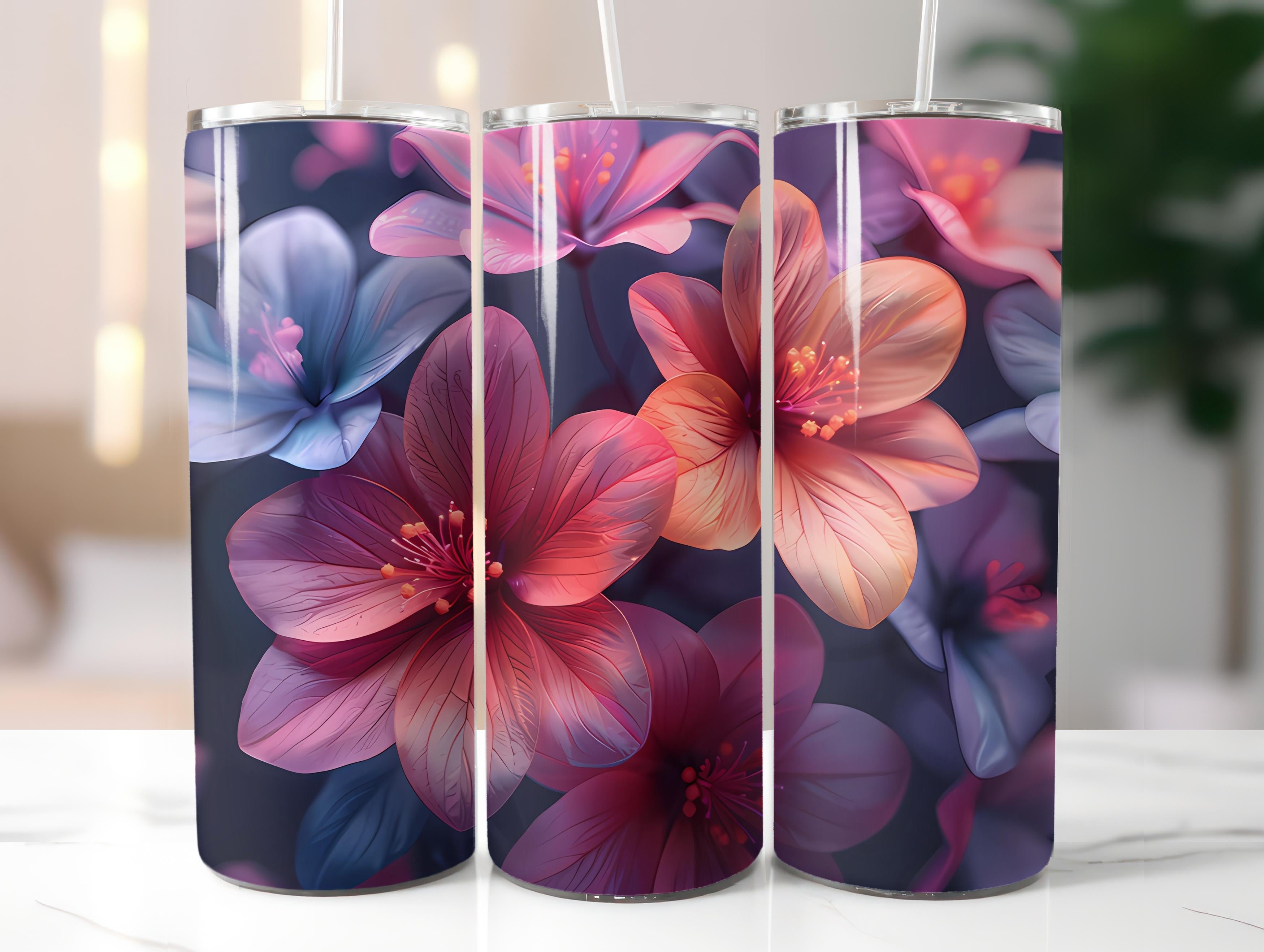 Minimalist Flowers Tumbler Wrap - CraftNest - Digital Crafting and Art