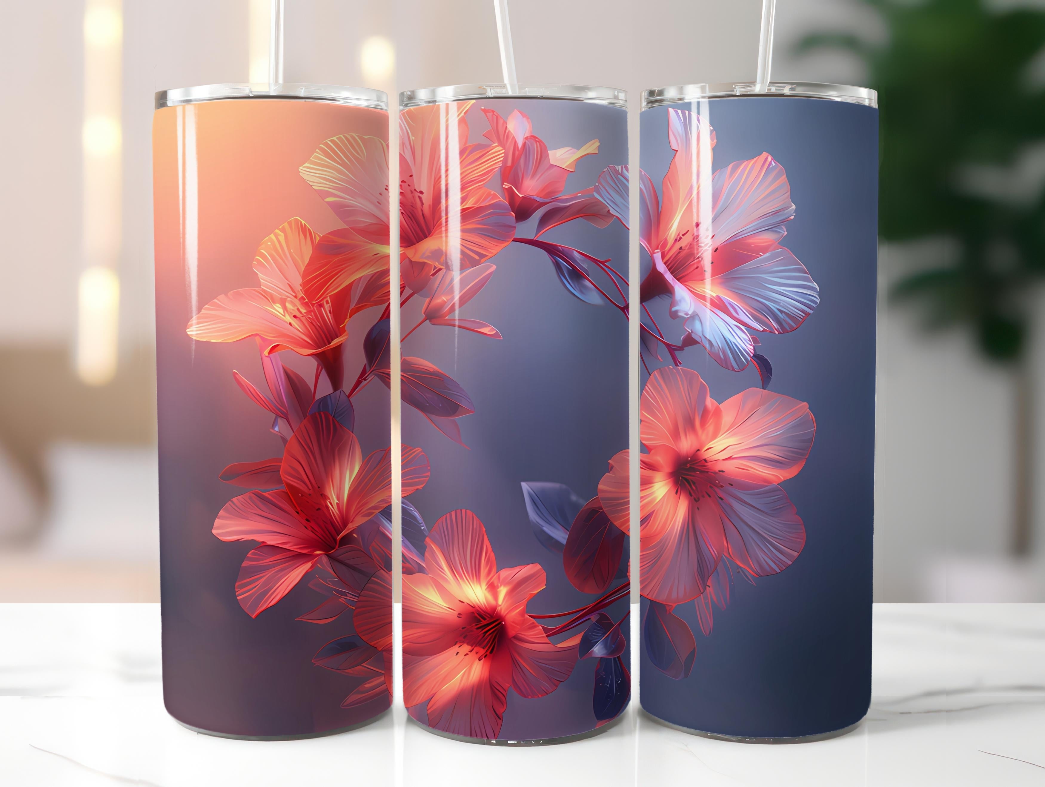 Minimalist Flowers Tumbler Wrap - CraftNest - Digital Crafting and Art