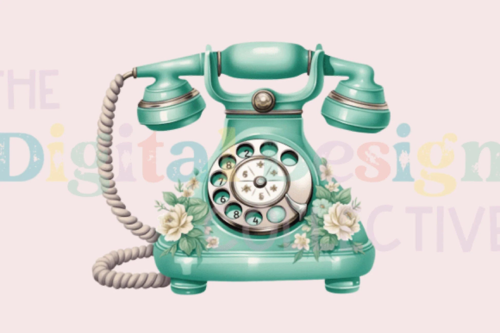 Mint Floral Vintage Phone Design Clipart Bundle - CraftNest - Digital Crafting and Art