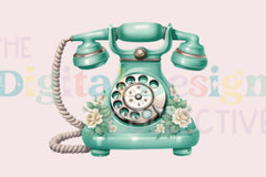 Mint Floral Vintage Phone Design Clipart Bundle - CraftNest - Digital Crafting and Art