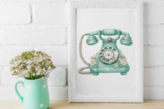 Mint Floral Vintage Phone Design Clipart Bundle - CraftNest - Digital Crafting and Art