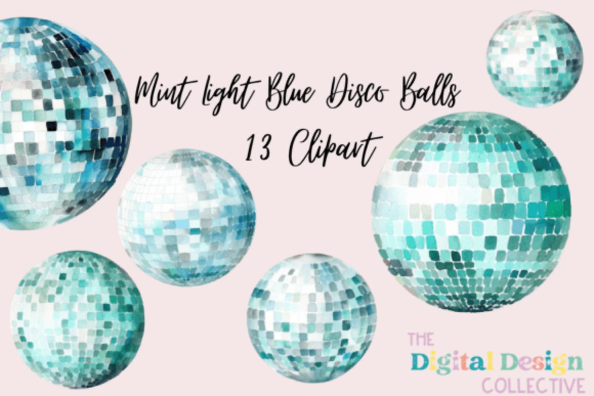 Mint Teal Disco Balls Clipart Bundle - CraftNest - Digital Crafting and Art