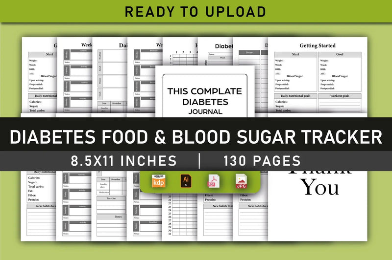 Diabetes Food & Blood Sugar Tracker Planner - CraftNest - Digital Crafting and Art